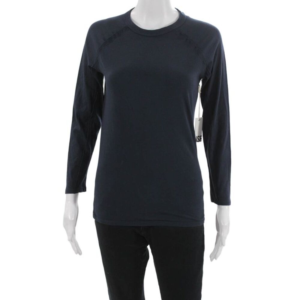 NSF Womens Basic Blue Cotton Crew Neck Long Sleeve T-Shirt Size M